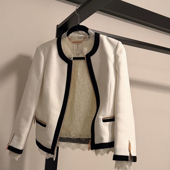 Ted Baker London Ennino Lace Trimmed Cropped Jacket - Picture 2 of 6